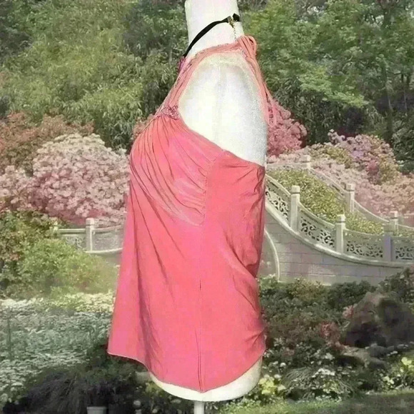 Y2k 90s Pink Shimmery Halter Top By Uva - Picture 4 of 8